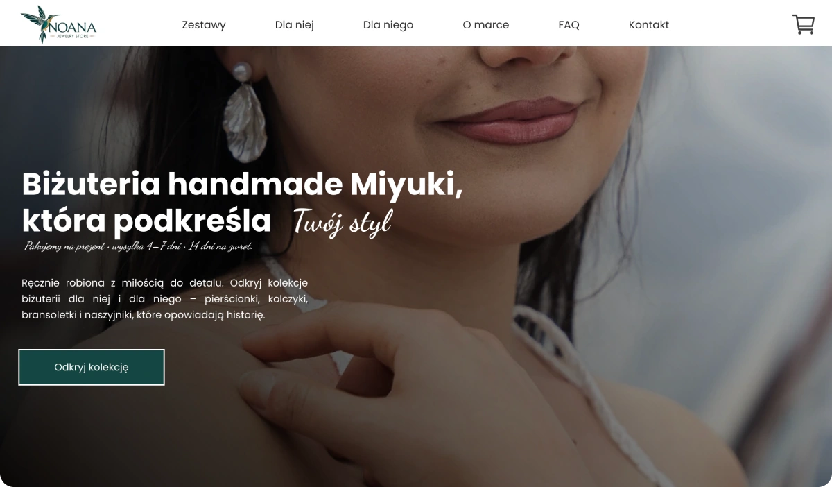 Realizare WebWave: magazin de bijuterii NOANA